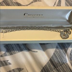 Crescent Silver Crystal Embellished Bracelet